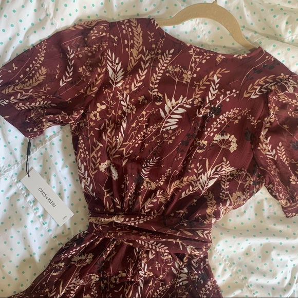 CALVIN KLEIN Printed Maroon Maxi Dress - Picture 3 of 8